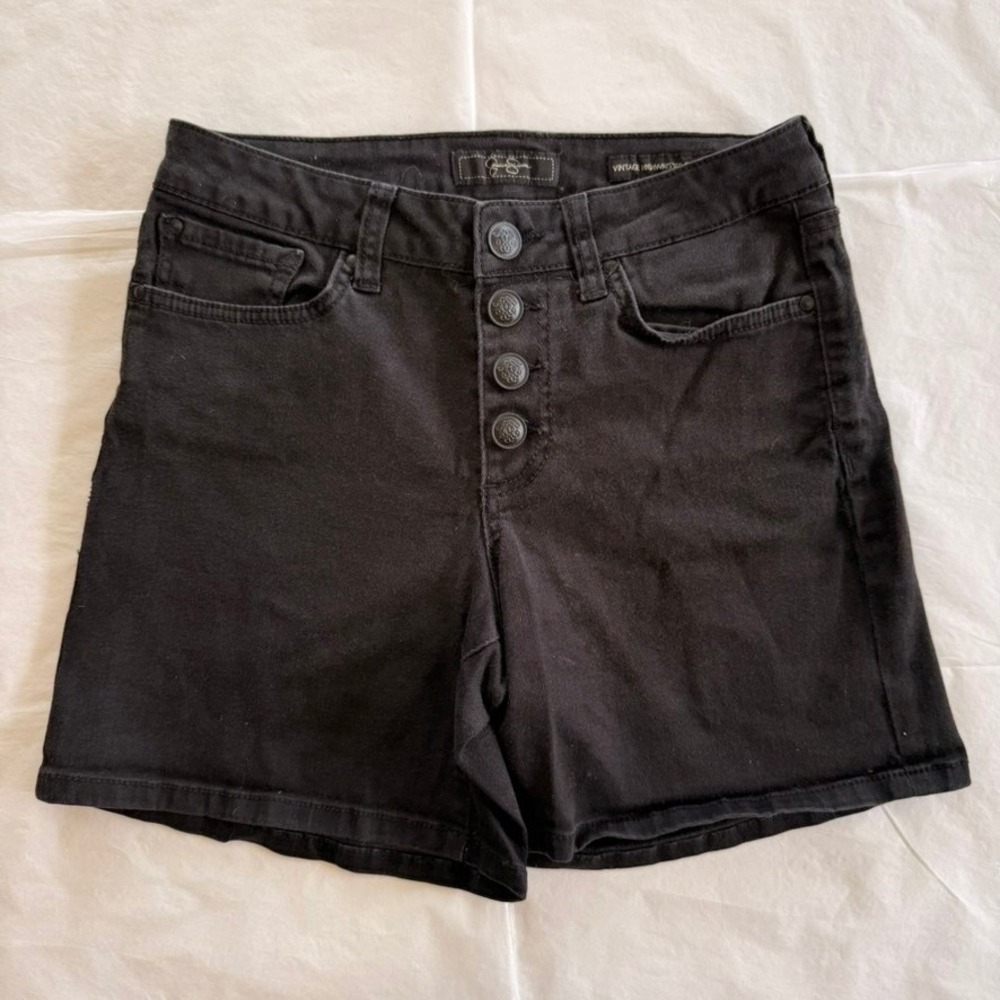 Jessica Simpson Denim Shorts Womens 28 Black Good Vintage High Waist Button Fly